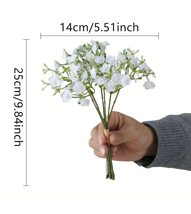 White 6pcs Artificial Baby Breath Flowers Plastic Bouquet Home Decor - Image 3