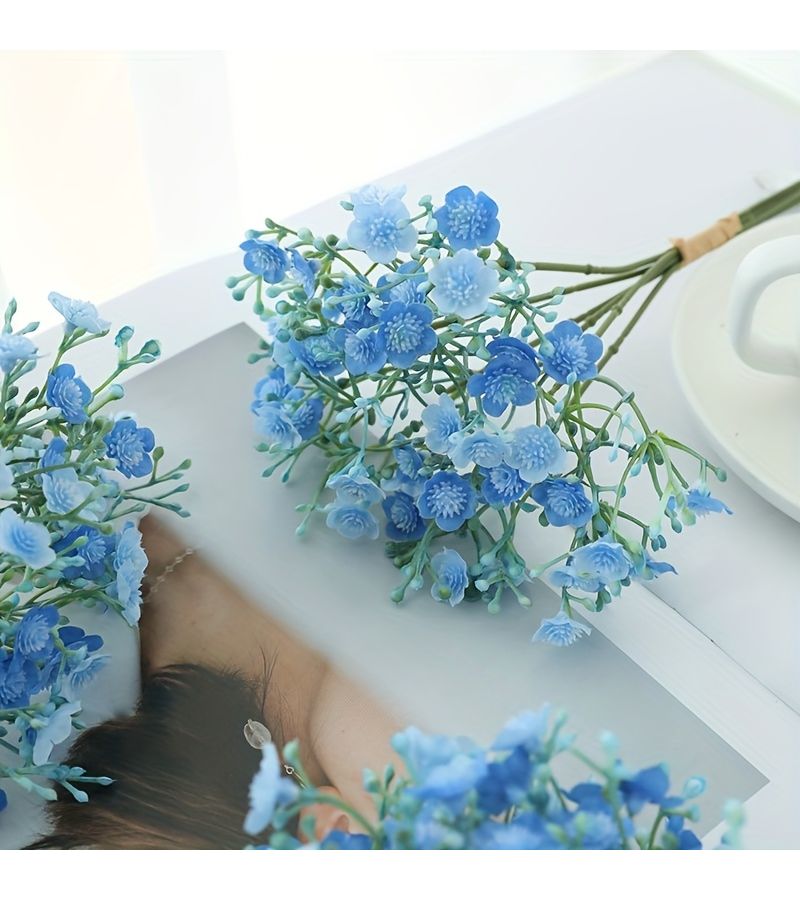 White 6pcs Artificial Baby Breath Flowers Plastic Bouquet Home Decor - Image 4