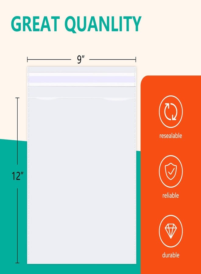 مراسل البريد الإلكتروني iMailer - 100 كيس - أكياس سيلوفان بلاستيكية شفافة مقاس 9 × 12 بوصة - أكياس سيلوفان قابلة لإعادة الإغلاق ذاتية اللصق لمستندات بحجم A4، ومستندات بحجم الرسائل، والمطبوعات الفنية، والملابس - Image 2