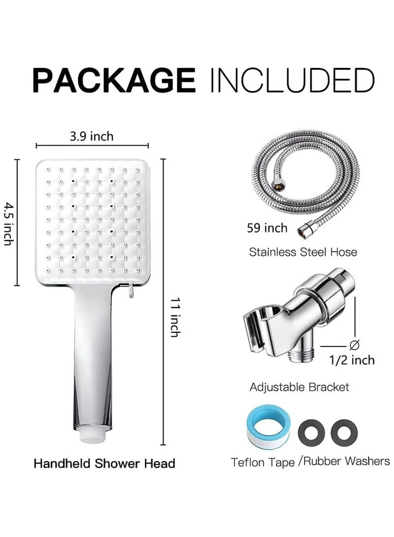 Shower Head, High Pressure with 6 Spray Settings, Handheld Design, 1.5m Hose, Adjustable Bracket, Water-Saving Rainfall Shower, Chrome Finish for Bathroom - Image 3