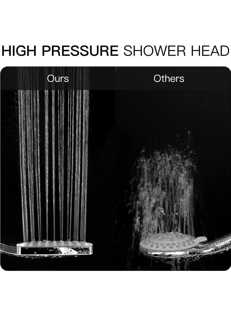 Shower Head, High Pressure with 6 Spray Settings, Handheld Design, 1.5m Hose, Adjustable Bracket, Water-Saving Rainfall Shower, Chrome Finish for Bathroom - Image 5