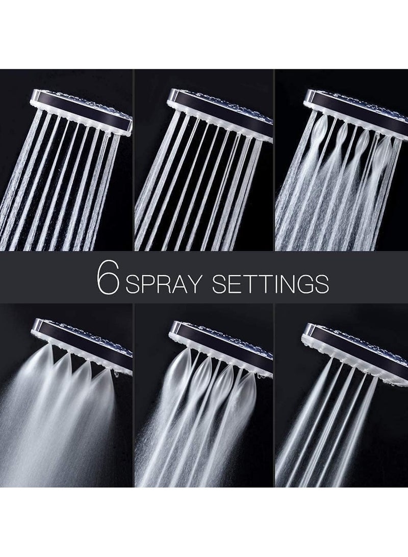 Handheld Shower Head with 6 Spray Modes, High-Pressure Water Saving, Chlorine & Hard Water Filtration, 1.5m Hose & Adjustable Bracket – Ideal for Hair Loss, Dry Skin & Bathroom - Image 3