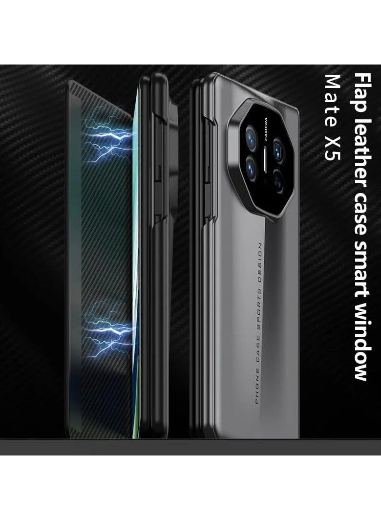 general Case Compatible with Huawei Mate X5 Case, Plain Leather Smart Window View Flip Case with Flip-Free Answering, Magnetic Flap Shockproof Protective Cover - Image 4
