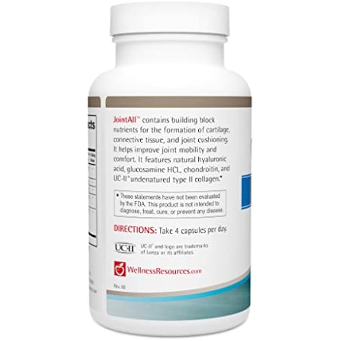 Wellness Resources JointAll - Joint Support Supplement with Natural Hyaluronic Acid, UC-II Collagen, Glucosamine, Chondroitin for Joint Strength and Comfort (120 Capsules) … - Image 3