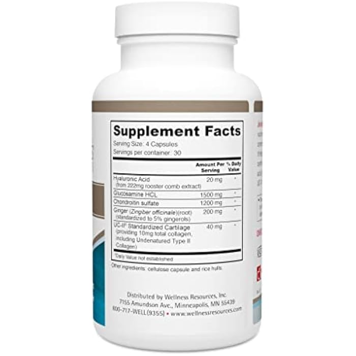 Wellness Resources JointAll - Joint Support Supplement with Natural Hyaluronic Acid, UC-II Collagen, Glucosamine, Chondroitin for Joint Strength and Comfort (120 Capsules) … - Image 2