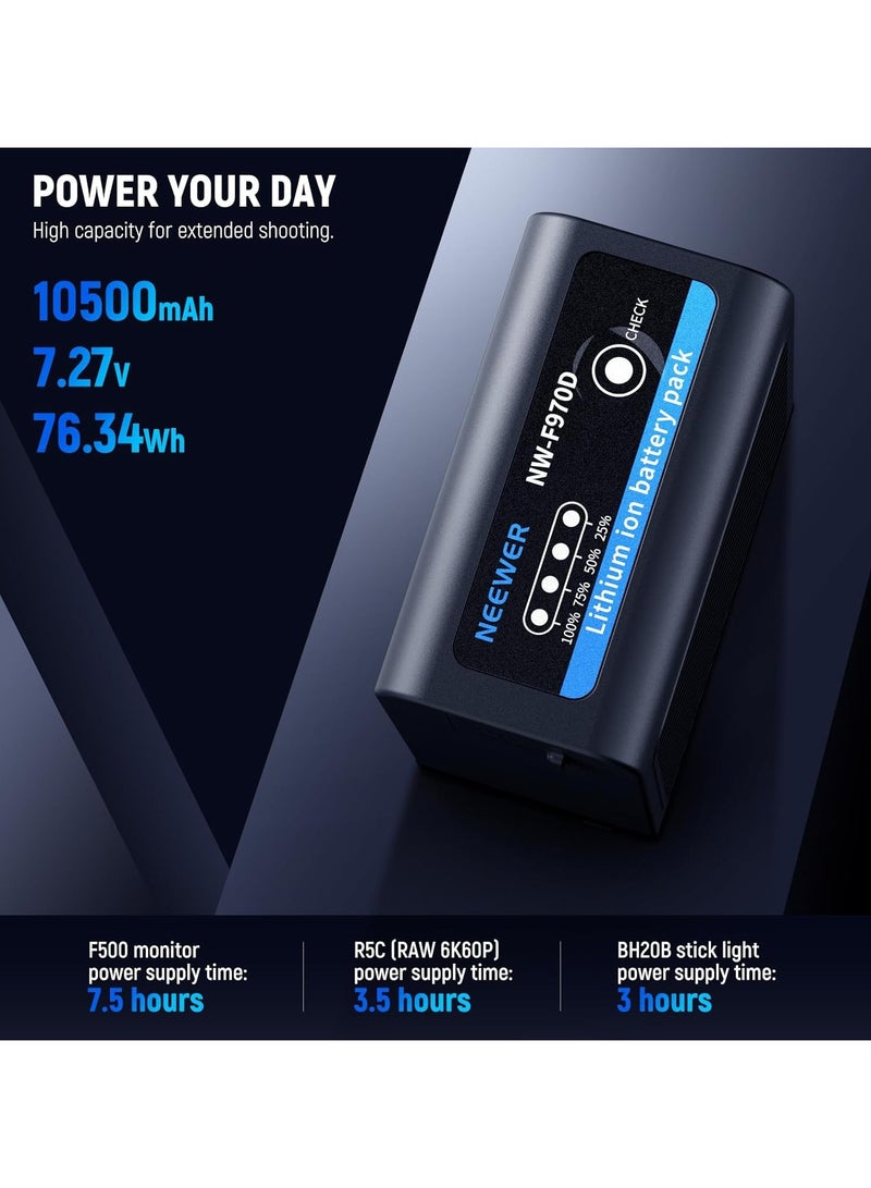 NEEWER NW-F970D 10500mAh Rechargeable Battery with Type-C DC Power Port | Compatible with Sony NP-F970, LED Video Lights, Field Monitors & Cameras - Image 3