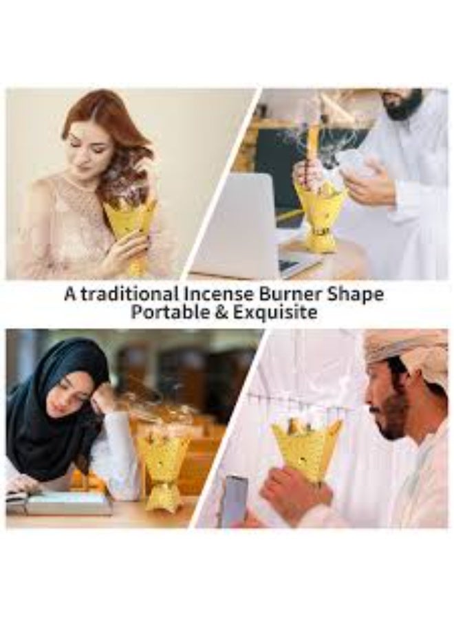 مبخرة عود ذهبية اللون، مناسبة للسيارة والمنزل والمكتب - Image 4