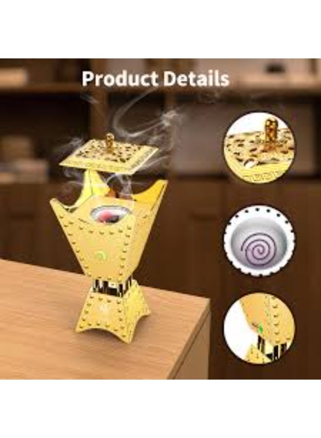 مبخرة عود ذهبية اللون، مناسبة للسيارة والمنزل والمكتب - Image 2