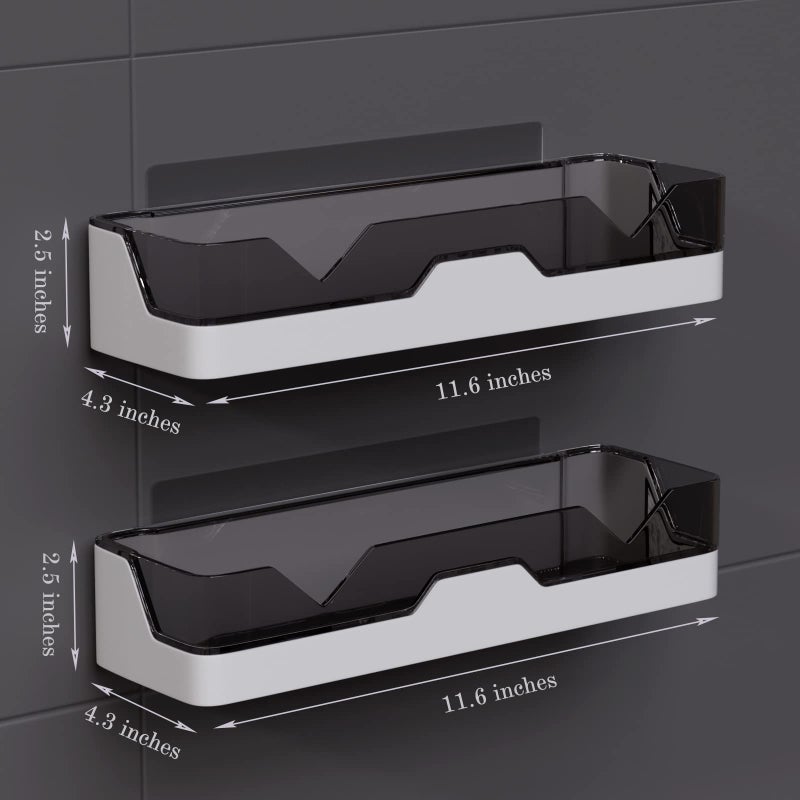 UIFER 2-Pack Adhesive Shower Caddy, Shower Shelves with Hooks, No Drilling Shower Racks for inside shower & Kitchen Storage - Image 4