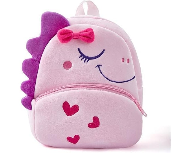 Blue Tree School Bag for Cute Kids for (1-5 Years), Nursery Soft Plush Pink Dinosour Bag for toddlers, Mini Travel Animal Backpack for Boys and Girls - Image 1