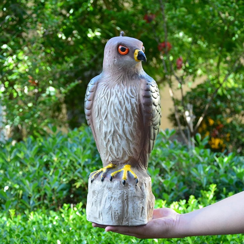 كلاراكو تمثال طُعم لردع الطيور، زينة ردع الحديقة، أحمر الذيل - Image 3