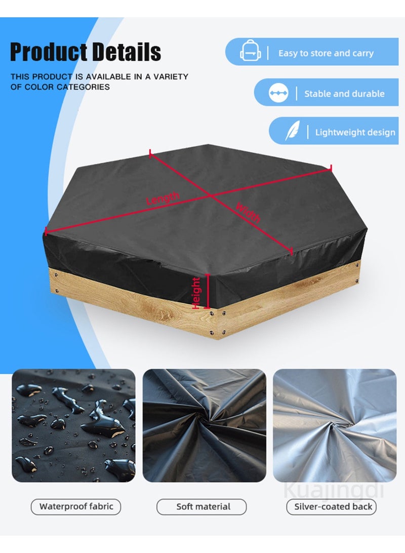 Kuajingdi Outdoor Garden Hexagonal Sandbox Cover with Drawstring, Oxford Cloth Waterproof, Windproof and Dustproof Protect Sandbox Sand and Toys  - Image 2