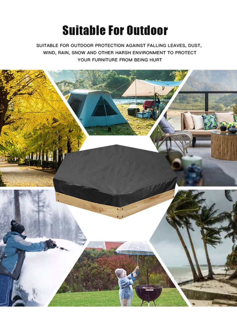 Kuajingdi Outdoor Garden Hexagonal Sandbox Cover with Drawstring, Oxford Cloth Waterproof, Windproof and Dustproof Protect Sandbox Sand and Toys  - Image 4
