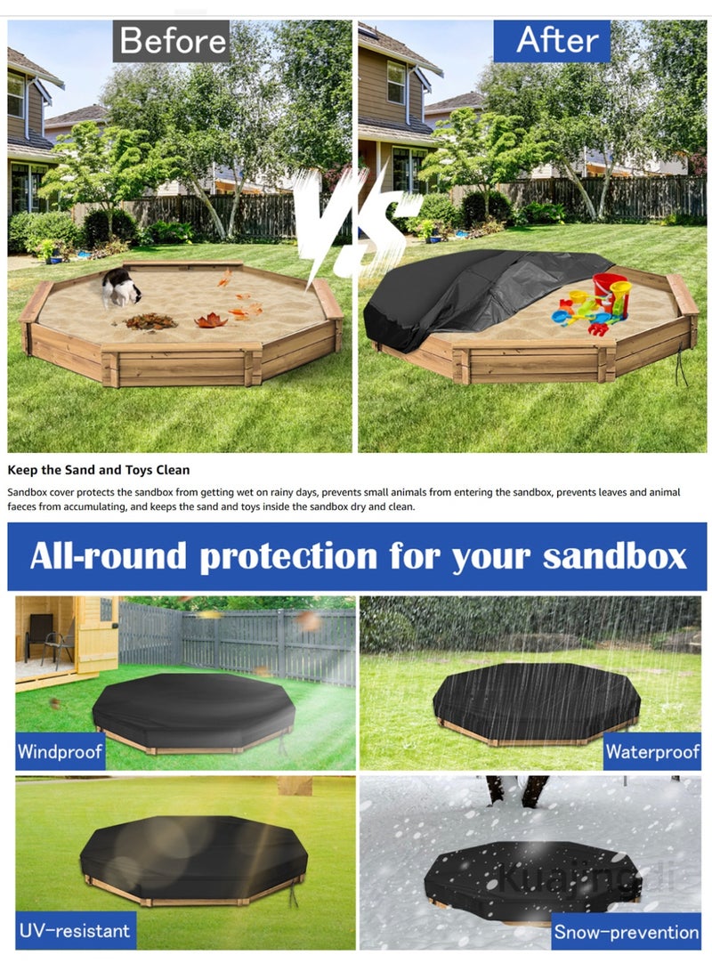 Kuajingdi Outdoor Garden Hexagonal Sandbox Cover with Drawstring, Oxford Cloth Waterproof, Windproof and Dustproof Protect Sandbox Sand and Toys  - Image 5