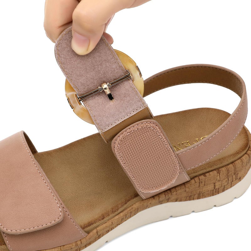 UBFEN Womens Flat Sandals Arch Support Open Toe Walking Comfy Casual Low Wedge Summer Shoes A Pink Size US 8 - Image 2
