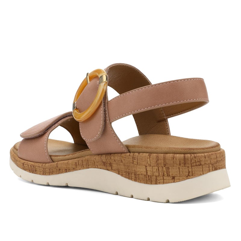 UBFEN Womens Flat Sandals Arch Support Open Toe Walking Comfy Casual Low Wedge Summer Shoes A Pink Size US 8 - Image 5