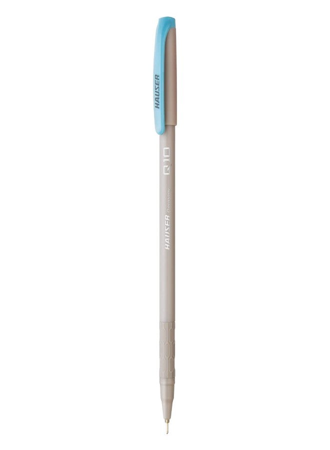 Hauser Q10 Ball Pen Wallet | Trendy Durable Plastic Clip | Comfortable Rubber Grip for Smudge Free Writing | Attractive Solid Grey Body | Low-Viscosity Ink | Blue Ink, Set of 10 - Image 3
