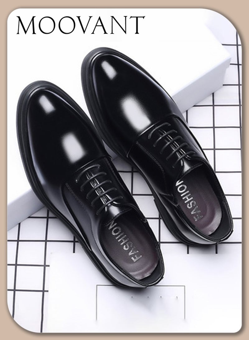 Moovant Men's Formal Leather Shoes, Flexible Non-Deforming, Comfortable Stylish Travel and Work Shoes  - Image 1