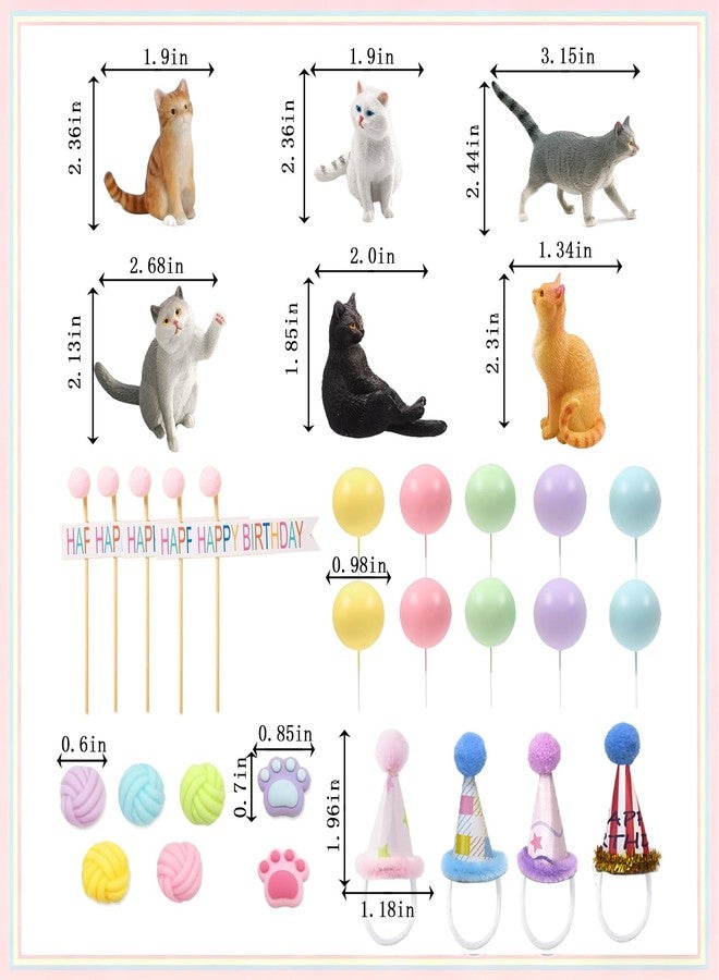 LEFUBABY 28Pcs Cat Cake Decorations, Cat Cake Toppers with Mini Hats, Animal Figure for Cat Themed Birthday Party, Pet Cake Supplies for Cat Lovers - Image 3