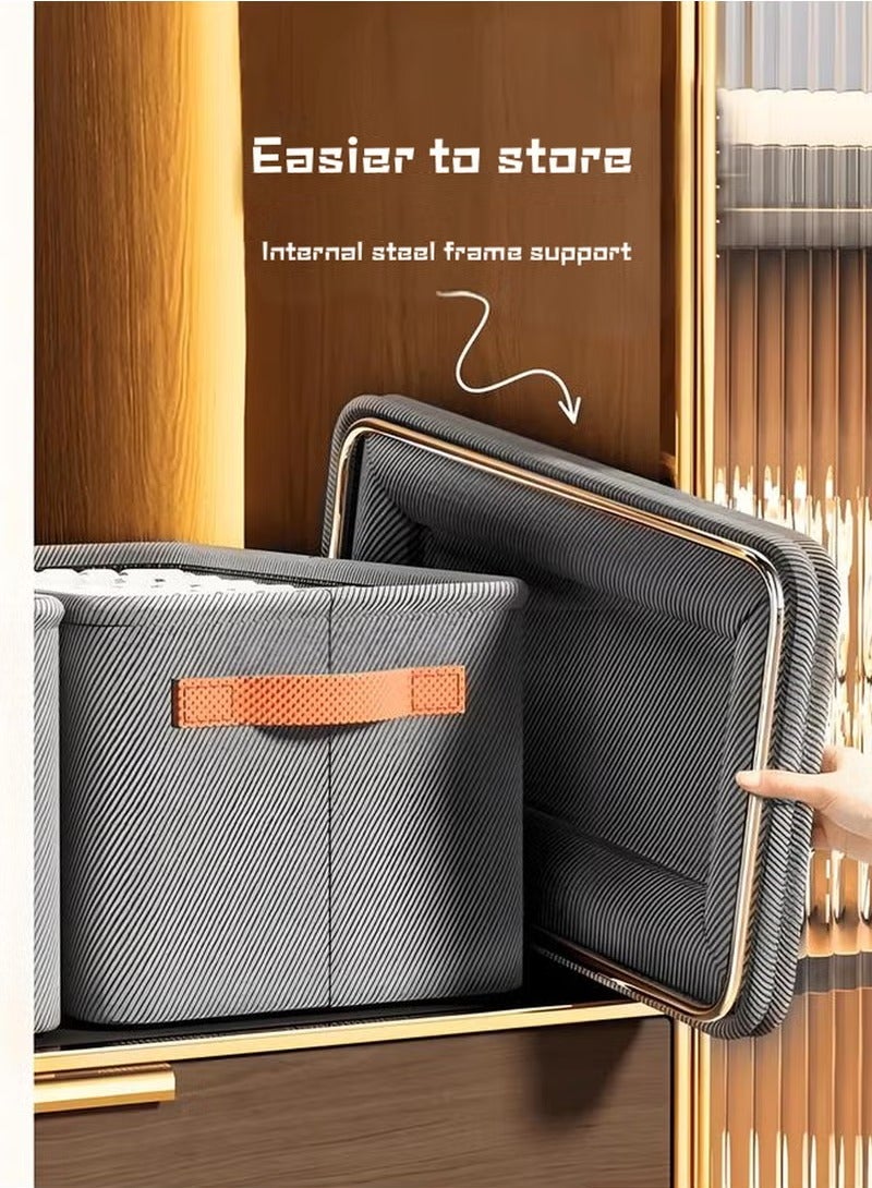 Foldable Storage Box, Fabric Storage Cubes with Handles, Washable Storage Organizer,  Large Capacity Storage Baskets, Collapsible Storage Bins, Wardrobe Clothes Storage Box, Sturdy Durable Storage Box, Space-Saving Organizer for Clothes Blankets Toys Books (42x28x25cm) - Image 5