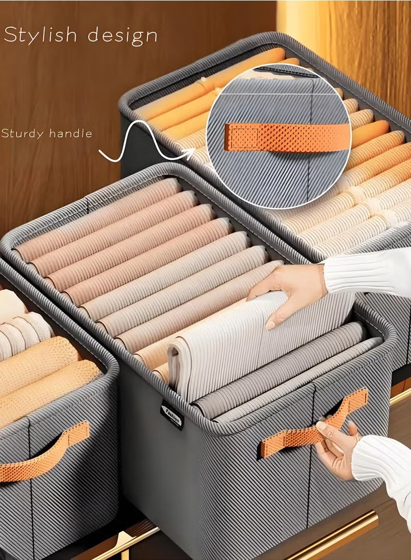 Foldable Storage Box, Fabric Storage Cubes with Handles, Washable Storage Organizer,  Large Capacity Storage Baskets, Collapsible Storage Bins, Wardrobe Clothes Storage Box, Sturdy Durable Storage Box, Space-Saving Organizer for Clothes Blankets Toys Books (42x28x25cm) - Image 4