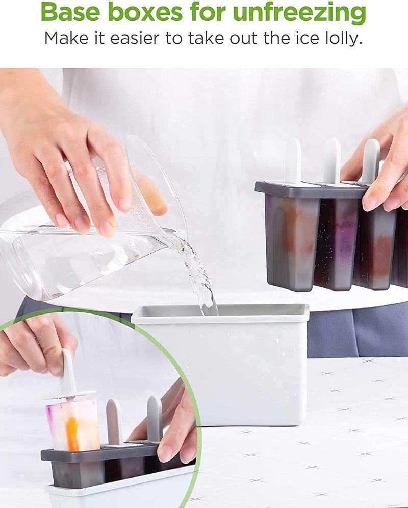 JOLYMIT Reusable Ice Cream Mould and Popsicle Mould with Stick for Making Ice Candy Kulfi Ice Candy Maker Plastic 2 Pack - Image 4