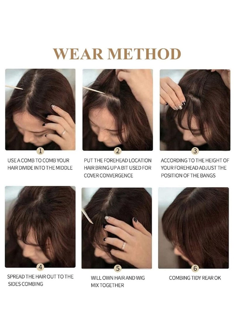 إستيل مشبك في الانفجارات الهوائية مع المعابد المستقيمة هامش الشعر الصغير الانفجارات موضة مشبك واحد إطالة الشعر شعر اصطناعي طبيعي مسطح الانفجارات للنساء ملابس الحفلات اليومية بني متوسط - Image 5