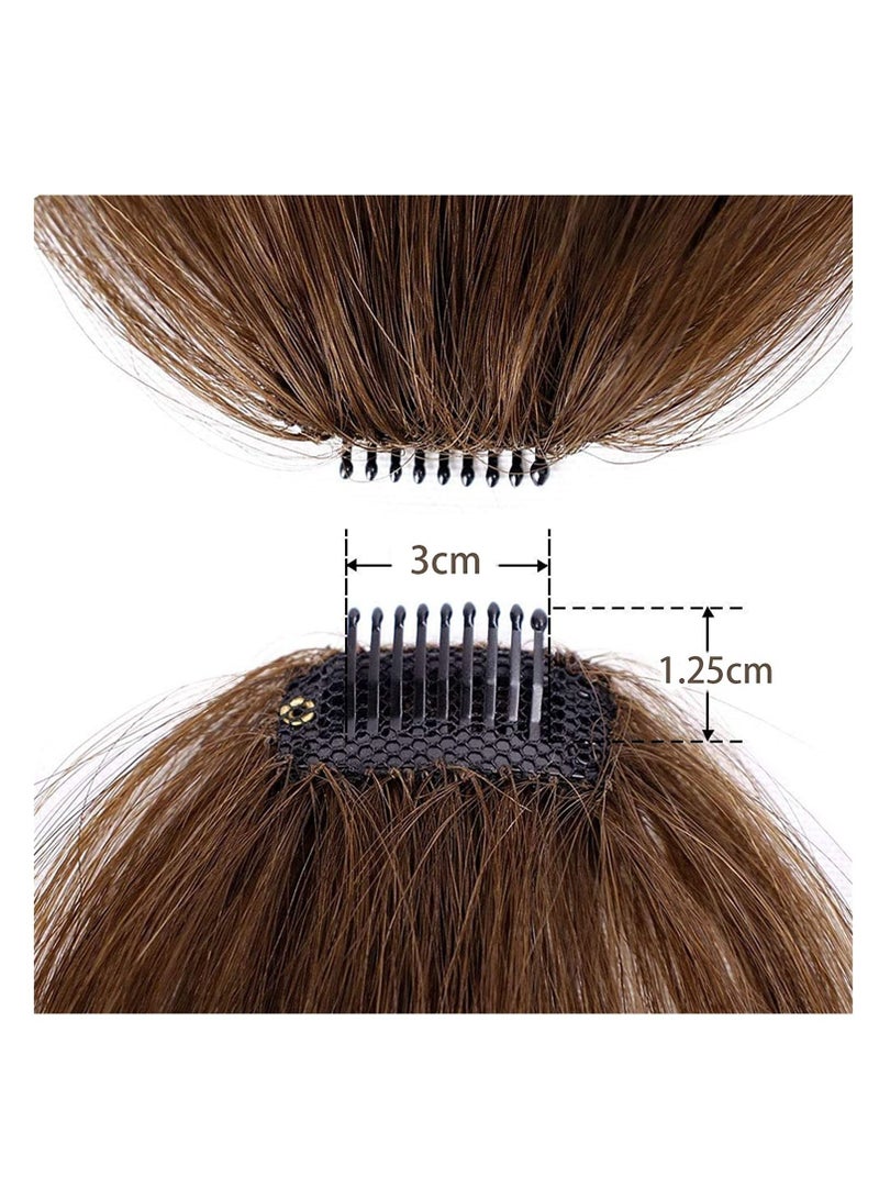 إستيل مشبك في الانفجارات الهوائية مع المعابد المستقيمة هامش الشعر الصغير الانفجارات موضة مشبك واحد إطالة الشعر شعر اصطناعي طبيعي مسطح الانفجارات للنساء ملابس الحفلات اليومية بني متوسط - Image 4