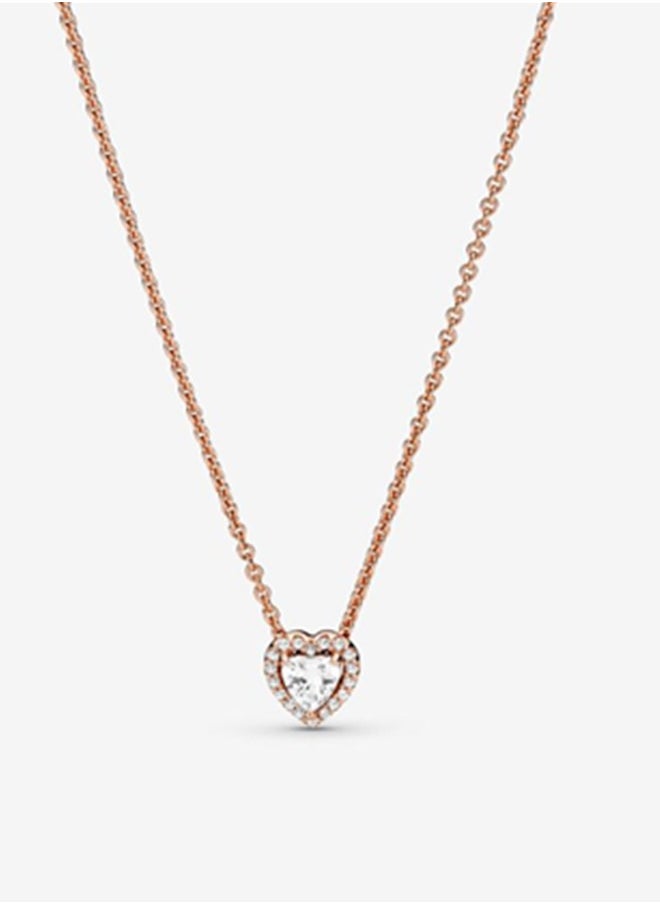 PANDORA - Pandora Cubic Zirconia Sparkling Heart Pendant Corell Women's Necklace Rose Gold 398425C01-45 - Image 1
