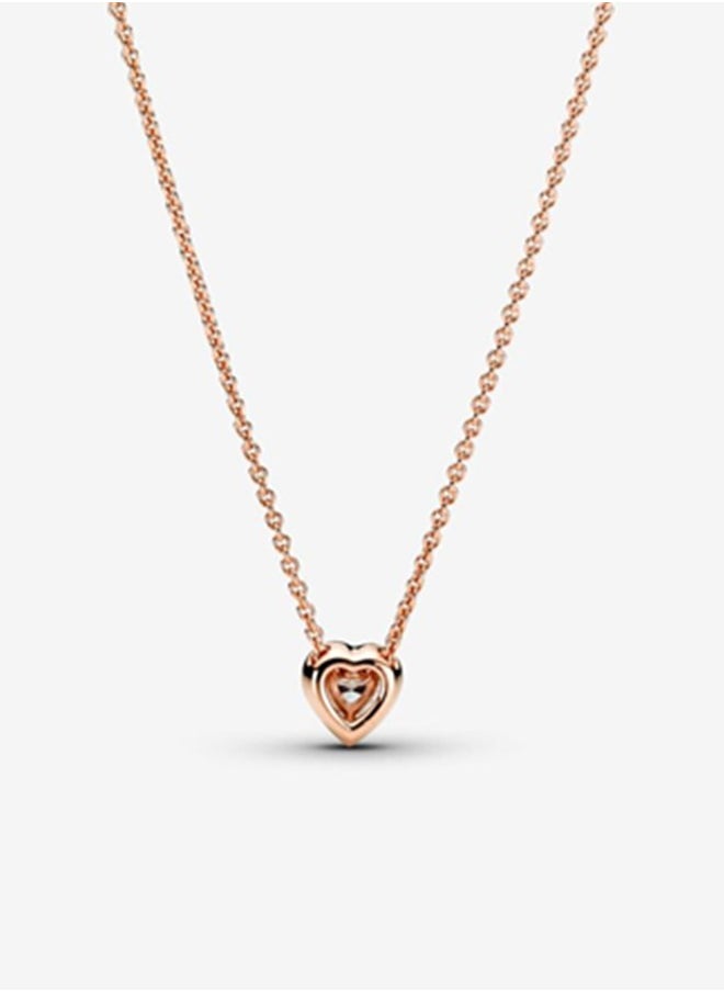 PANDORA - Pandora Cubic Zirconia Sparkling Heart Pendant Corell Women's Necklace Rose Gold 398425C01-45 - Image 1