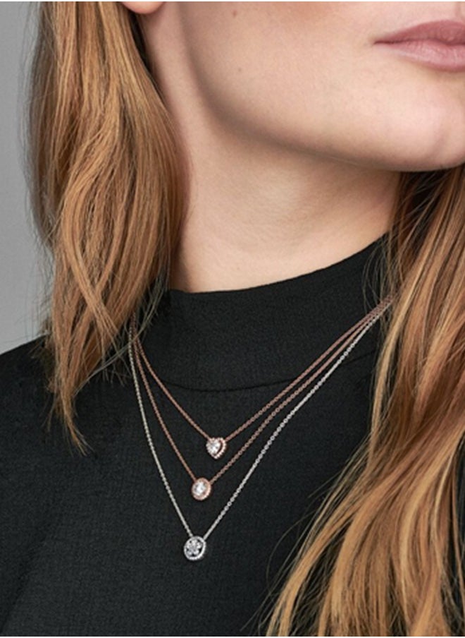 PANDORA - Pandora Cubic Zirconia Sparkling Heart Pendant Corell Women's Necklace Rose Gold 398425C01-45 - Image 1