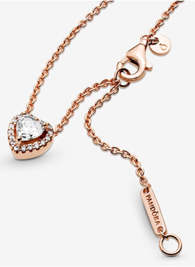 PANDORA - Pandora Cubic Zirconia Sparkling Heart Pendant Corell Women's Necklace Rose Gold 398425C01-45 - Image 1