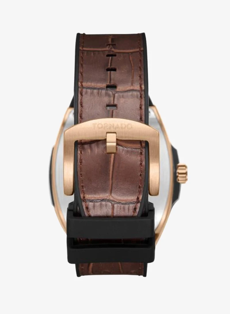 Tornado  Men's Leather Analog Display Watch T25001-RLDB - 44mm for Men | Best Price UAE