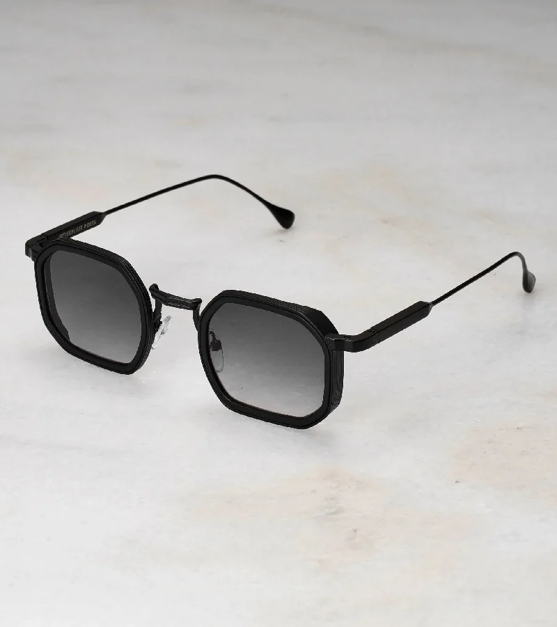 Explicit Poets Explicit Poets Unisex LEX Matt Black & Matt Black - Gradient Gray Stylish Sunglasses, A8EP8