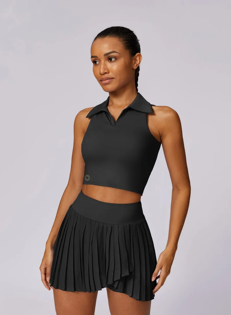 KAWN.YOGA Licorice Black Womens V-Neck Sleeveless Crop Top for Women | Best Price UAE