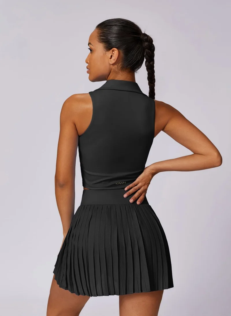 KAWN.YOGA Licorice Black Womens V-Neck Sleeveless Crop Top for Women | Best Price UAE