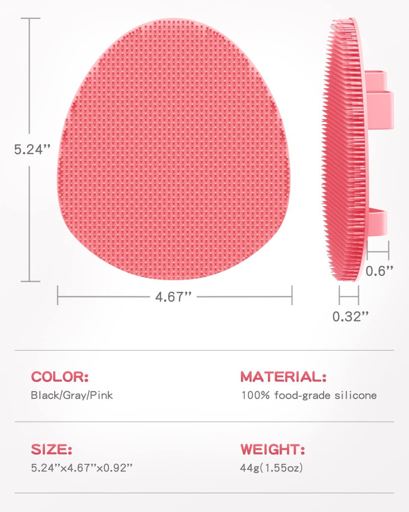 Manmihealth Silicone Back Scrubber(Thin Bristles) & Soft Bath Brushes Set, Super-Cleaning Body Scrubber & Super-Lathering Soft Bath Glove Combination, with a Free Hook.(Pink) - Image 5