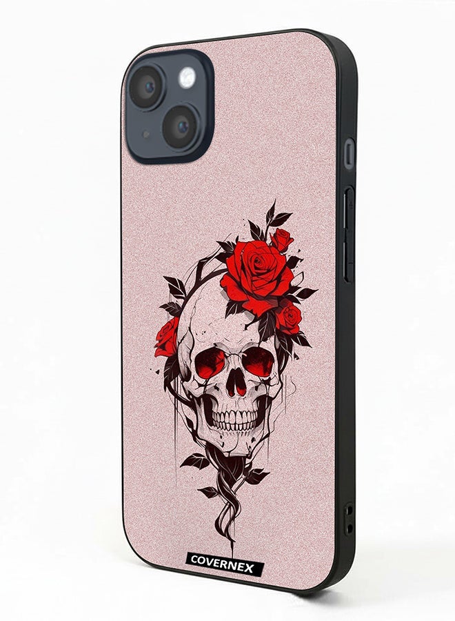 Covernex Apple iPhone 14 Plus Protective Case Cover Printed Featuring Fine Line Art with Rose - Image 1