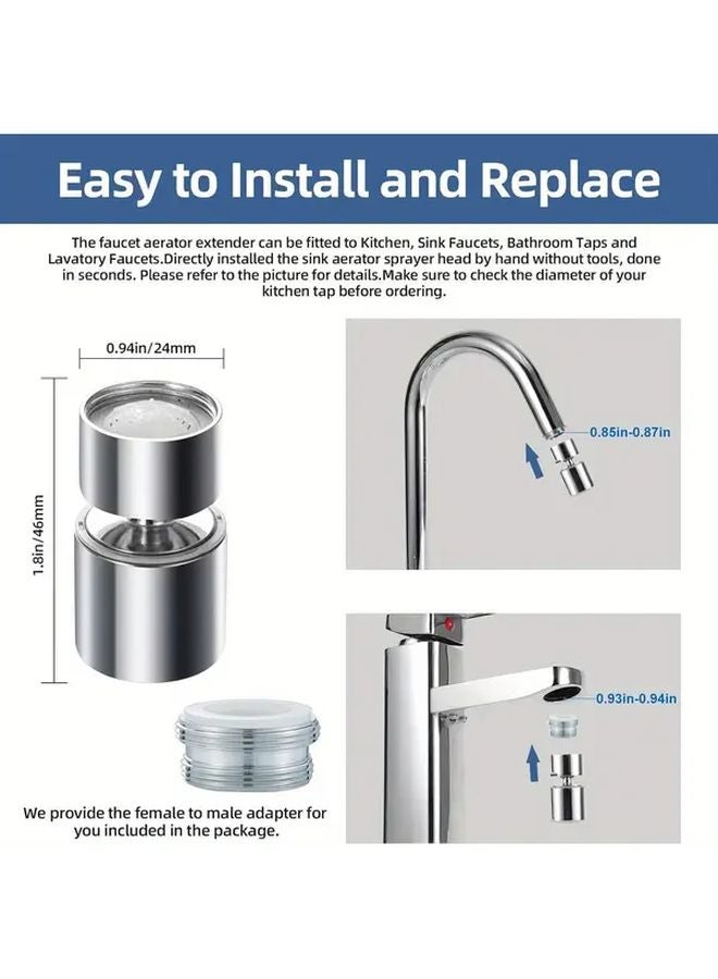 WOLYKIER صنبور مطبخ كروم مع مرشح دوار 360 درجة رأس رش مزدوج الوظيفة معدني متين - Image 5