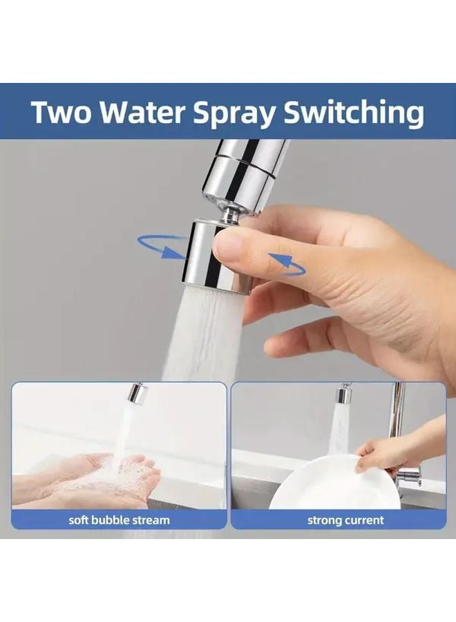 WOLYKIER صنبور مطبخ كروم مع مرشح دوار 360 درجة رأس رش مزدوج الوظيفة معدني متين - Image 2