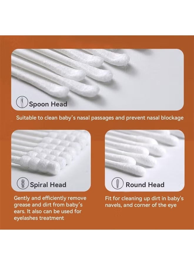 200Pcs Baby Cotton Swabs, Cotton Swab Made From 100% Cotton For Baby,Ear Cleaners, Baby Cotton Swabs,Double-headed Design, Biodegradable Baby Cotton Buds Kids Safety Swabs, Cleaning Sticks for Baby Ear Nose Clean - Image 3