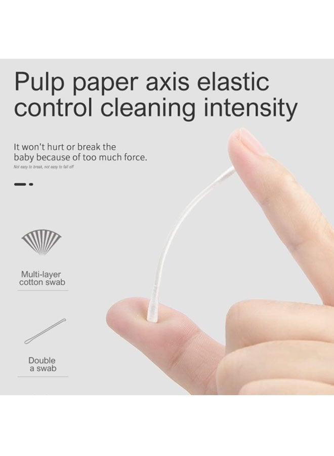 200Pcs Baby Cotton Swabs, Cotton Swab Made From 100% Cotton For Baby,Ear Cleaners, Baby Cotton Swabs,Double-headed Design, Biodegradable Baby Cotton Buds Kids Safety Swabs, Cleaning Sticks for Baby Ear Nose Clean - Image 4