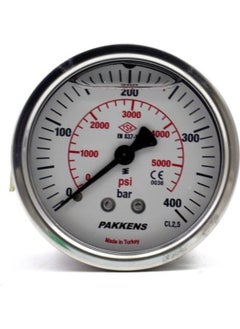 Pakkens 0-400 Bar 63 mm Rear Connection Panel Type Glycerin Manometer G 1/4 Inch  - Image 1