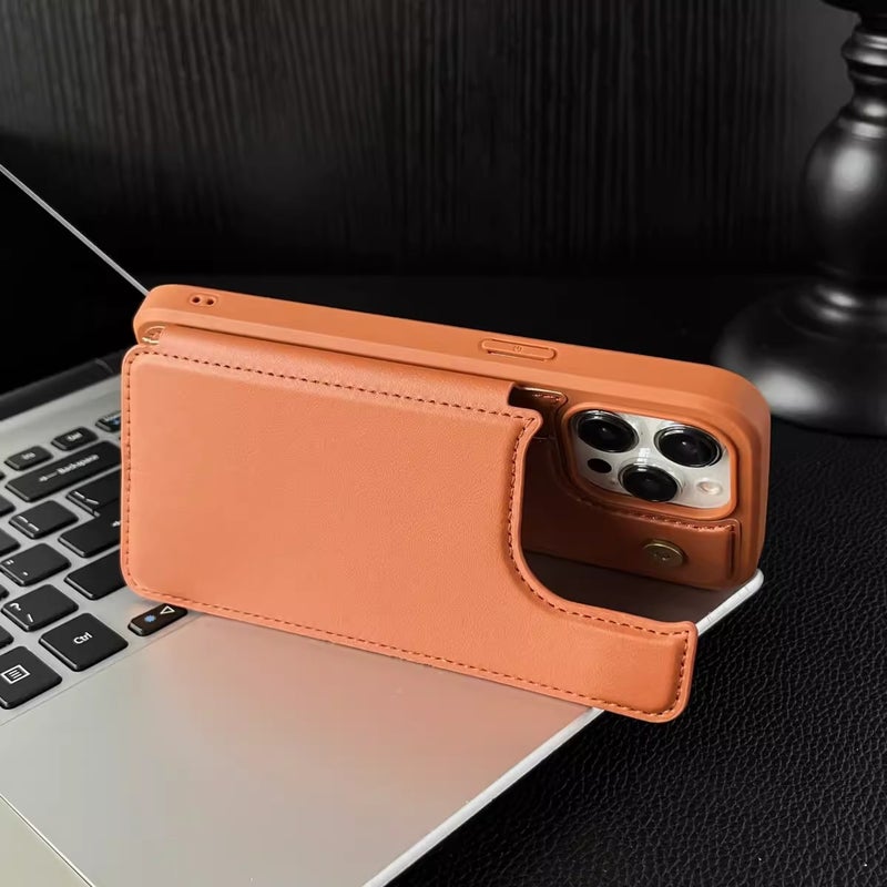 Drop Protection iPhone 13 Pro Max PU for iPhone 13 with Kickstand and Card Holder and Strong Magnetic in Black - Image 4