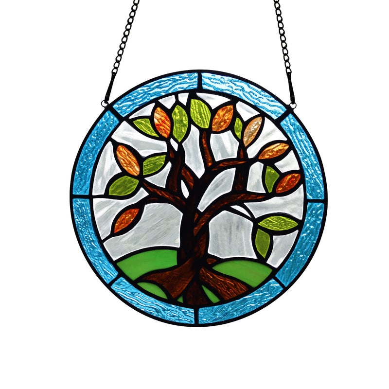 HAOSUM Tree of Life Stained Glass Window HangingsTree of Life Suncatchers Home Decoration Kitchen Living Room Handmade Gift for MomFatherHousewarming Gifts for New Houses