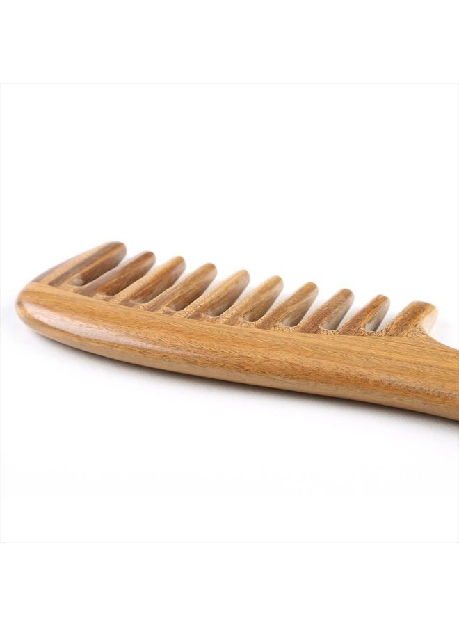 Breezelike مشط شعر من خشب الصندل - مشط عريض الأسنان يدوي الصنع بدون كهرباء ساكنة - مشط طبيعي لفك تشابك الشعر مع علبة هدية - Image 4