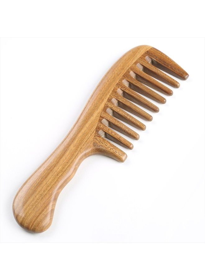 Breezelike مشط شعر من خشب الصندل - مشط عريض الأسنان يدوي الصنع بدون كهرباء ساكنة - مشط طبيعي لفك تشابك الشعر مع علبة هدية - Image 2