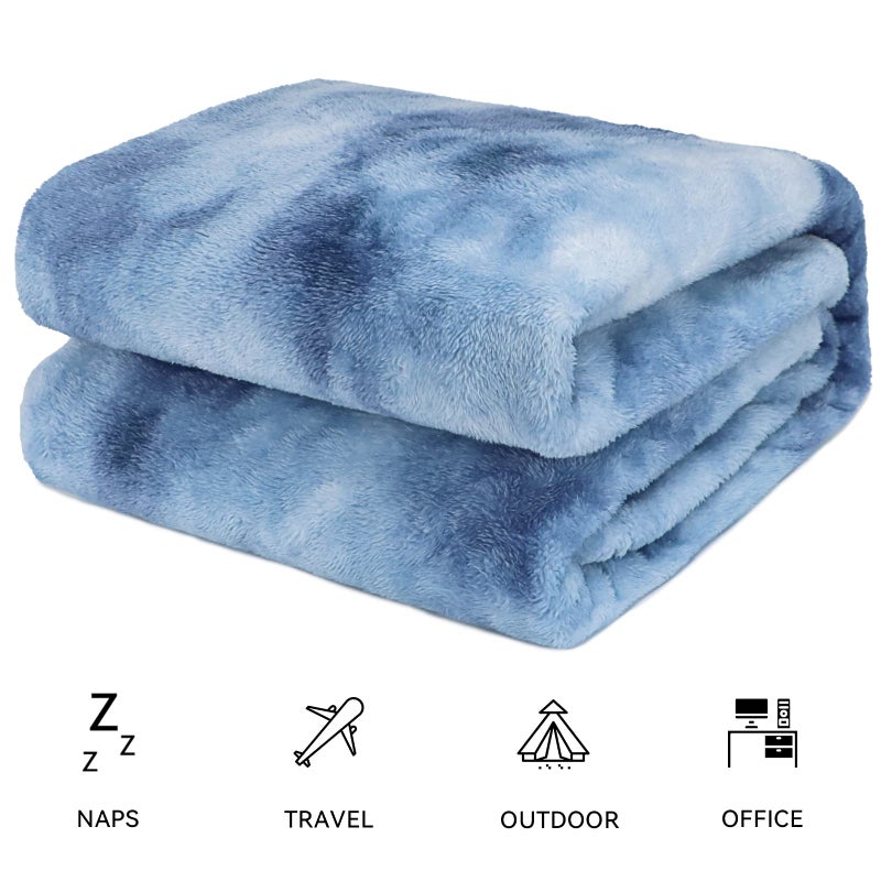 obinsm Fleece Throw Blanket Cozy Soft Lightweight Throw Blankets Warm Plush Haze Blue fall blankets and throws Couch Sofa Bed Camping Travel Picnic Outdoor Blanket Bedding Kid Baby Boys Girls Adults 50x70 in - Image 4