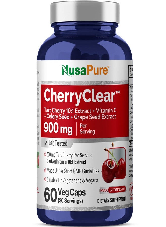 NusaPure CherryClear Tart, Non-GMO, Vegan, 900mg, 60 Capsules - 30 Servings - Image 1