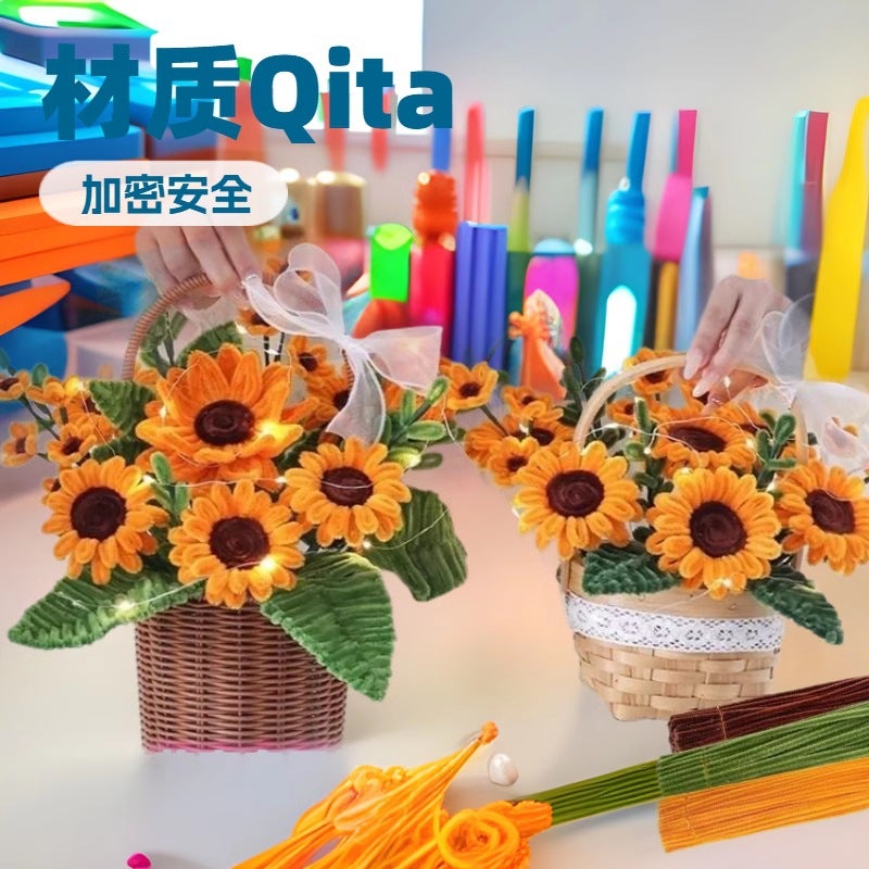 Colorful Diy Twist Stick Bouquet Weaving Sunflower Rose Flowers Homemade Handmade - Image 4
